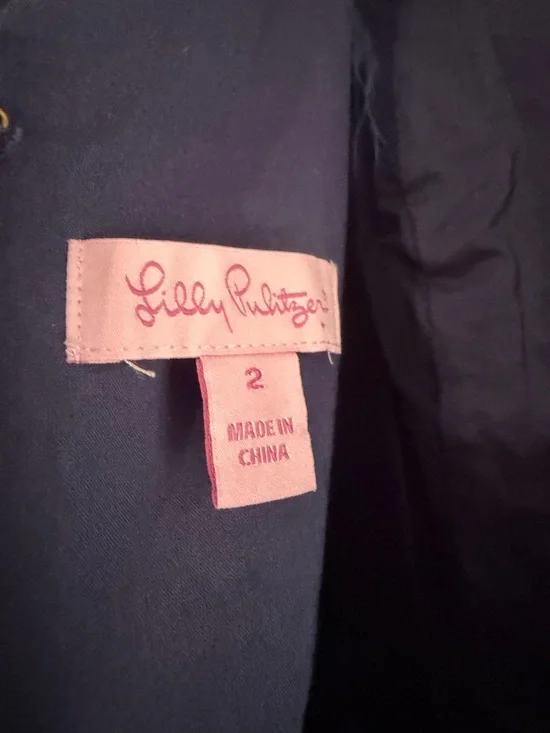 Lilly Pulitzer Navy Mini Dress with Gold Trim - Picture 3 of 3